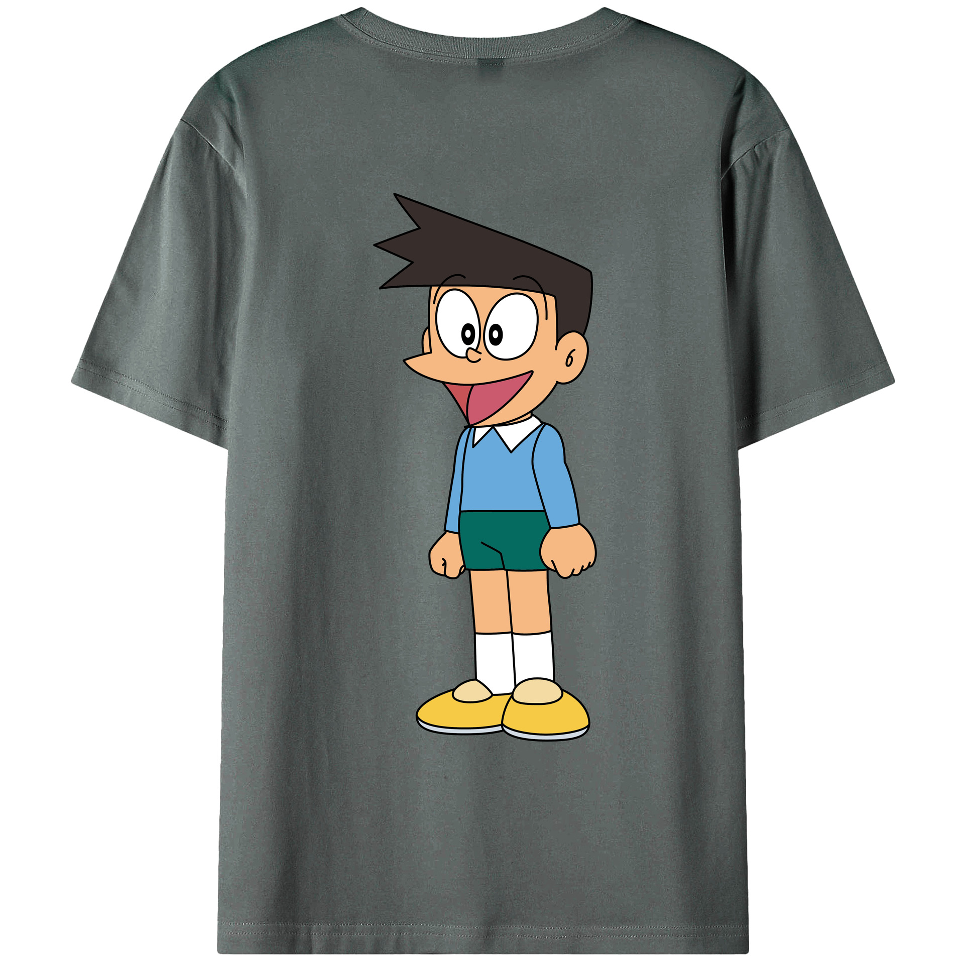 （画像用） ドラえもん 骨川 スネ夫 Doraemon Honekawa Suneo 綿100％ メンズ半袖Tシャツ（バックプリント） 通気性